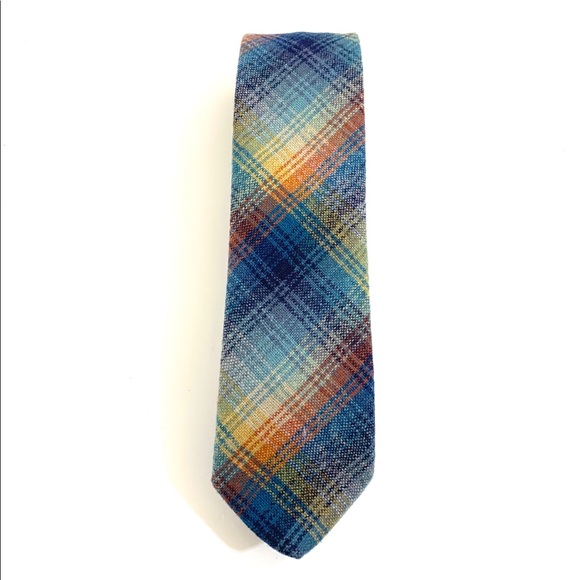 Men’s wool tartan skinny tie - Picture 1 of 3